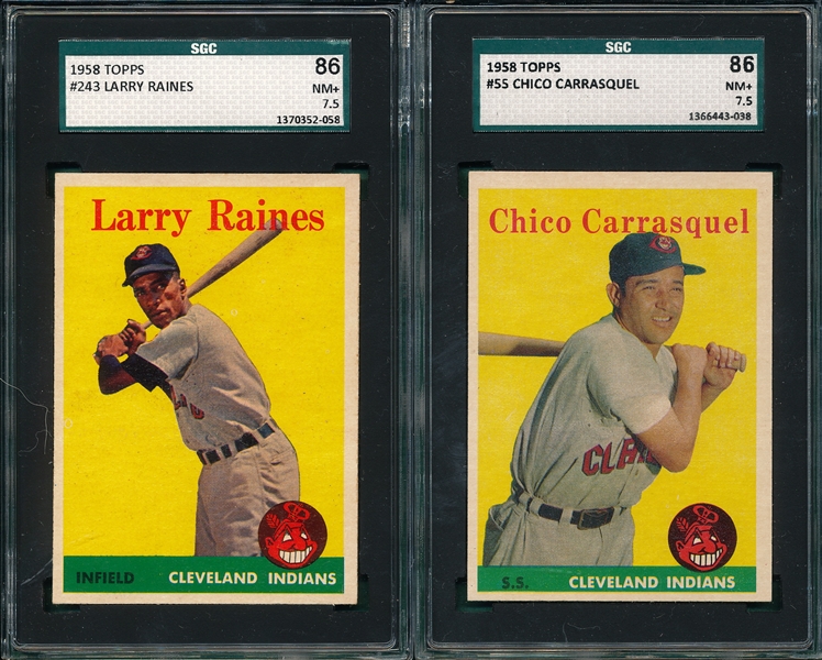 1958 Topps #55, 62, 140 & 243 (4) Card Lot SGC 86