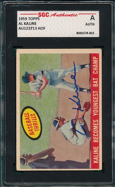 1959 Topps Al Kaline Signed Card SGC Authentic