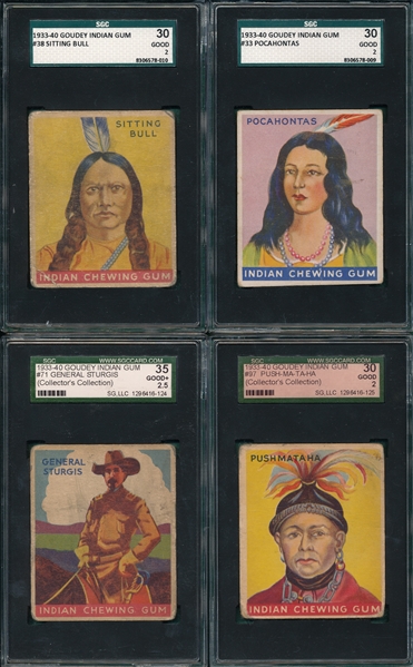 1933-40 Goudey Indian Gum Lot of (12) W/ Sitting Bull SGC