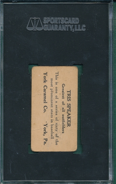 1927 E210 #28 Tris Speaker York Caramels SGC 20