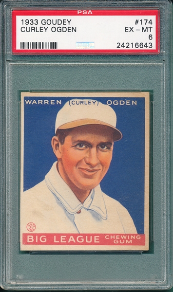 1933 Goudey #174 Curley Ogden PSA 6