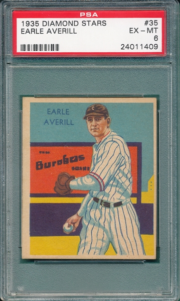 1934-36 Diamond Stars #35 Earl Averill PSA 6