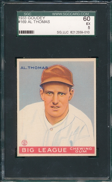 1933 Goudey #169 Al Thomas SGC 60