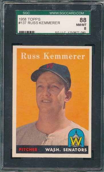 1958 Topps #137 Kemmerer SGC 88