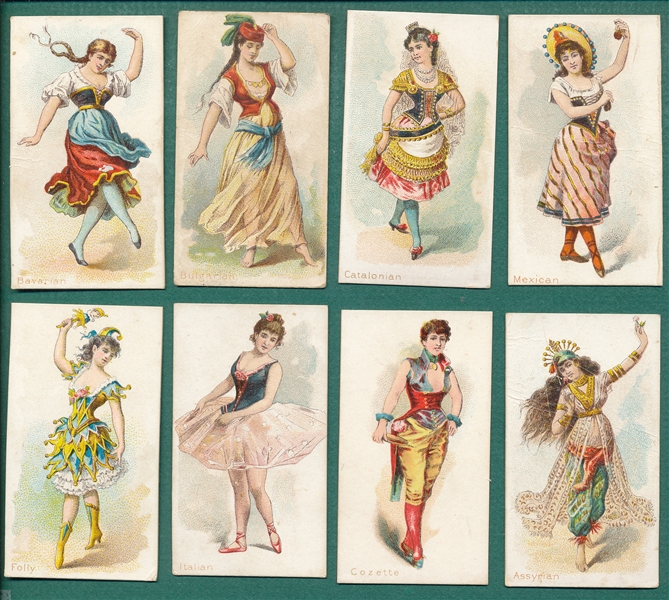 1889 N186 Dancing Women Kimball Cigarettes Lot of (8)