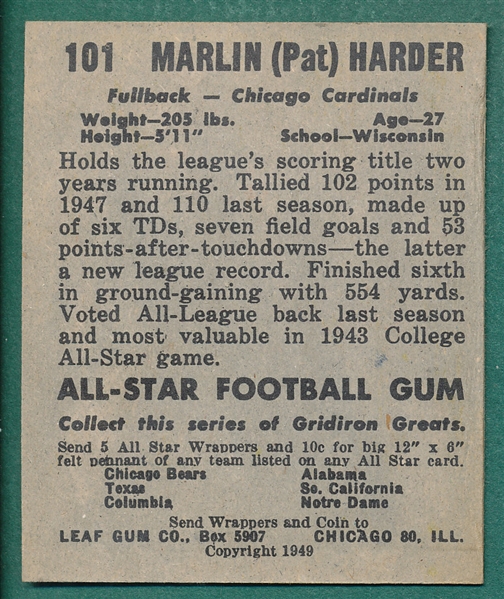 1948-49 Leaf FB #101 Marlin Harber 