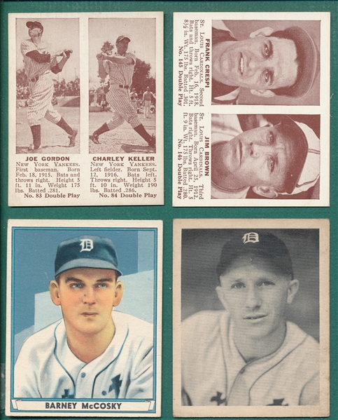 1939-41 Play Ball & Double Play (8) Card Lot W/ Joe Gordon