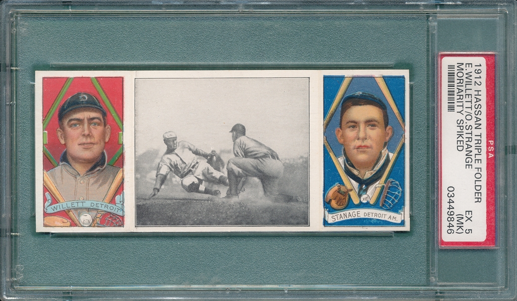 1912 T202 Moriarity Spiked, Willett/Stanage, Hassan Cigarettes PSA 5 MK