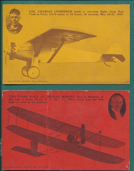 1930 Exhibit Aviators Lindbergh and Wright, Lot of (2)