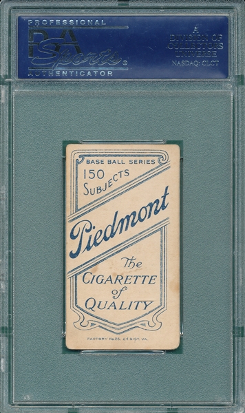 1909-1911 T206 Tinker, Hands on Knees, Piedmont Cigarettes PSA 2.5