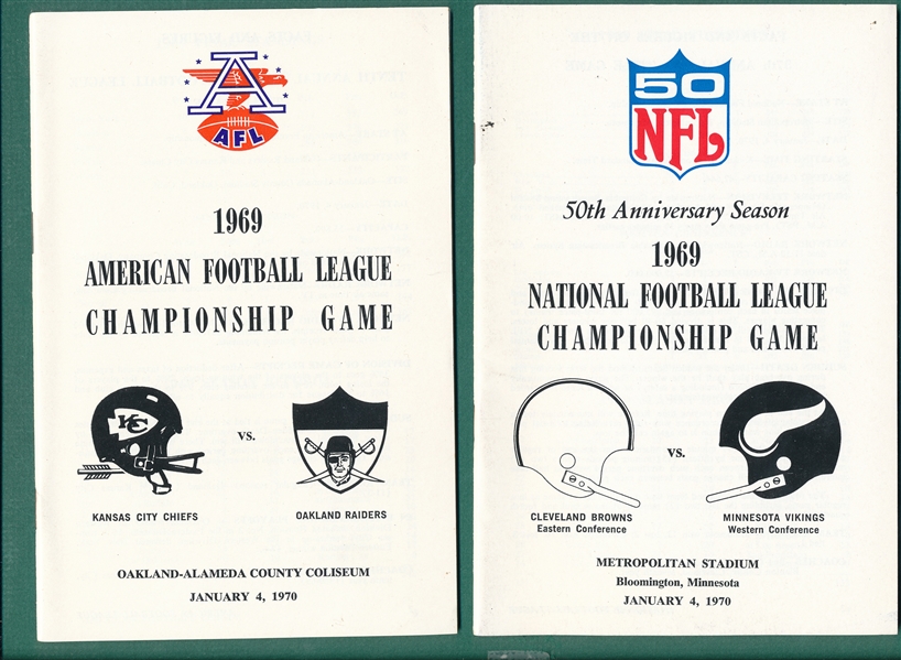 1969-70 AFC & NFL Championship Game Media Guides Lot of (4)