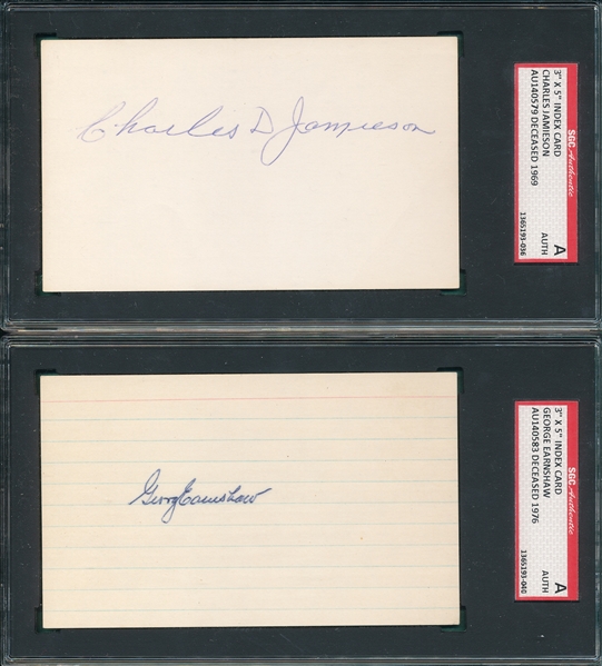 Charles Jamieson & George Earnshaw, Autographed 3X5 Card, Signed, SGC Authentic 