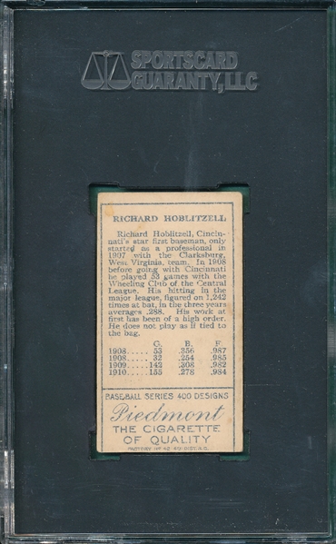 1911 T205 Hoblitzell, Correct, No Cin. Piedmont Caporal Cigarettes SGC 50 *Factory 42*