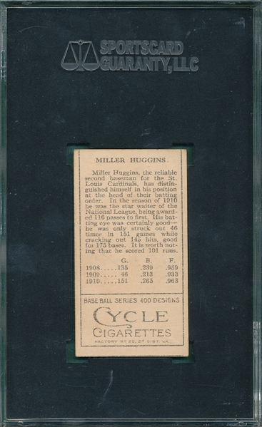 1911 T205 Huggins Cycle Cigarettes SGC 50