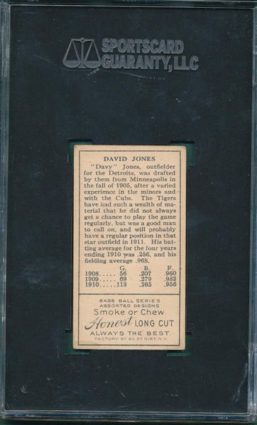 1911 T205 Jones, David, Honest Long Cut SGC 60