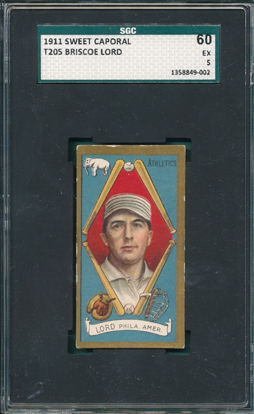 1911 T205 Lord, Briscoe, Sweet Caporal Cigarettes SGC 60 
