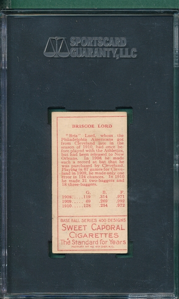 1911 T205 Lord, Briscoe, Sweet Caporal Cigarettes SGC 60 