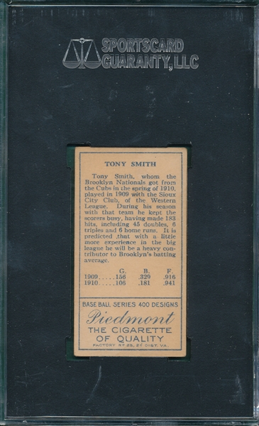 1911 T205 Smith Piedmont Cigarettes SGC 60 