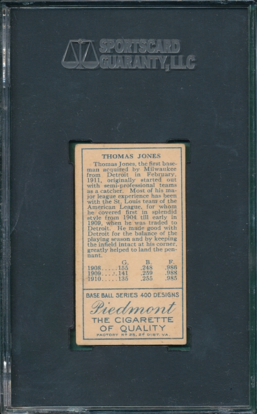 1911 T205 Jones, Thomas, Piedmont Cigarettes SGC 50 