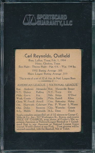 1933 George C. Miller Carl Reynolds SGC 20