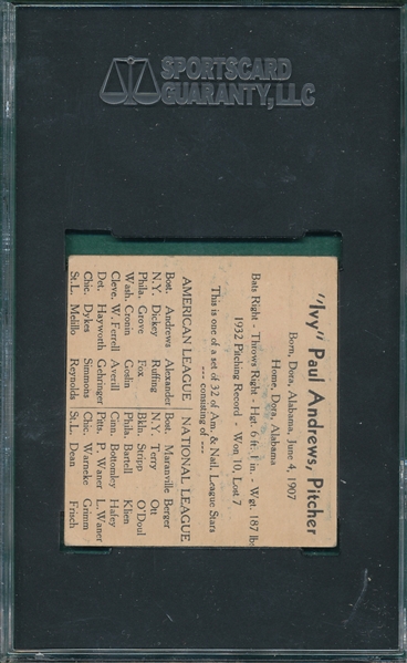 1933 George C. Miller Ivy Paul Andrews SGC Authentic