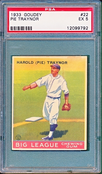 1933 Goudey #22 Pie Traynor PSA 5