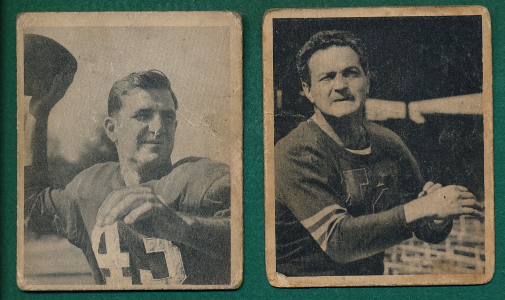 1948 Bowman FB #22 Sammy Baugh & #107 Luckman (2) Card Lot *Rookie*