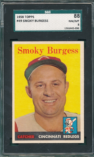 1958 Topps #49 Smokey Burgess SGC 88