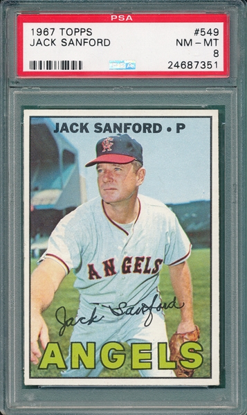1967 Topps #549 Jack Sanford PSA 8  *High #*