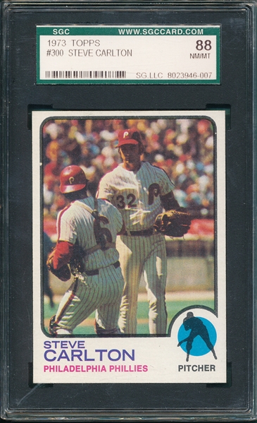 1973 Topps #472 Lou Gehrig SGC 96 & #300 Steve Carlton SGC 88 (2) Card Lot