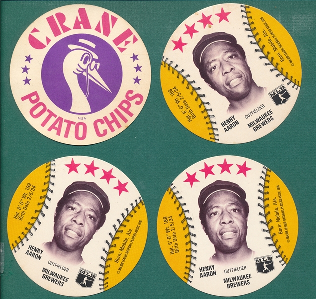 1976 Crane Potato Chips Hank Aaron Lot of (31)