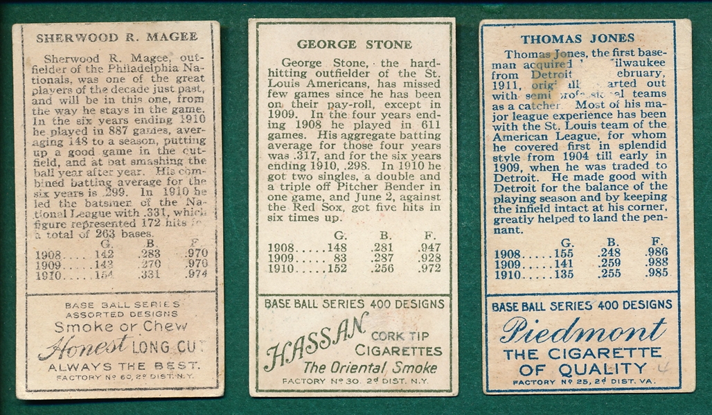 1911 T205 (12) Card Lot W/ Schmidt