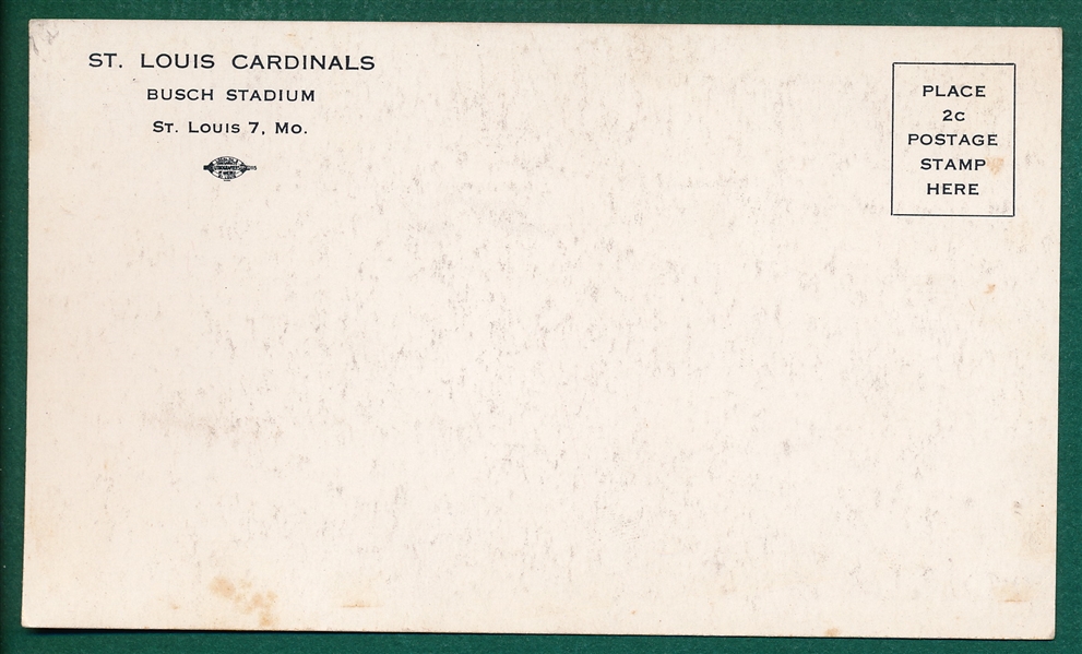 1956c. (34) Cardinals Team Issued Postcards W/ (2) Musial