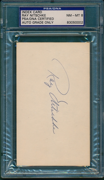 Ray Nitschke Signed Index Card PSA/DNA 8 Authentic