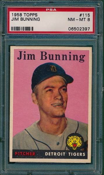 1958 Topps #115 Jim Bunning PSA 8