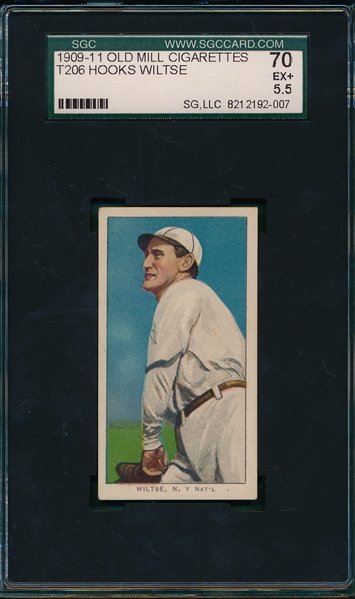 1909-1911 T206 Wiltse, Pitching, Old Mill Cigarettes SGC 70