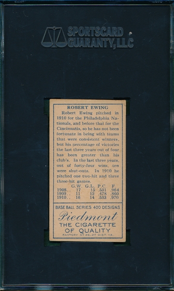 1911 T205 Ewing Piedmont Cigarettes SGC 60