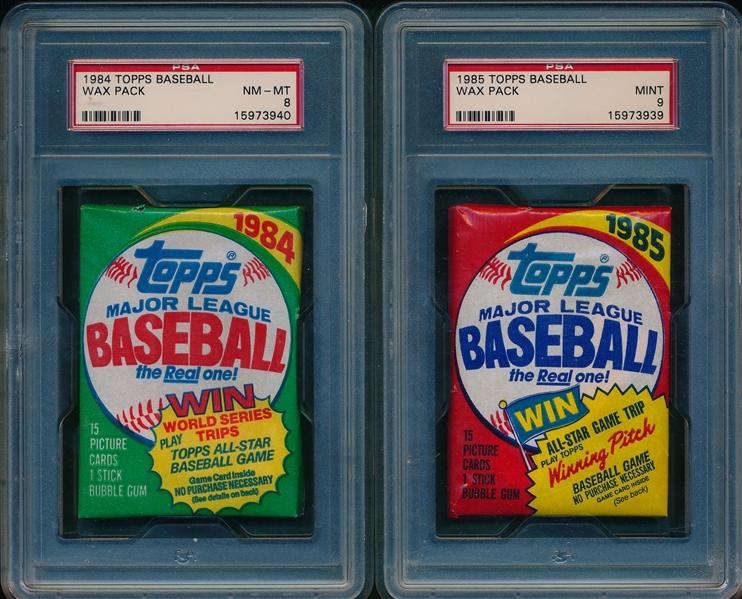 1984/85 Topps Baseball Unopened Wax Pack Lot of (2) PSA