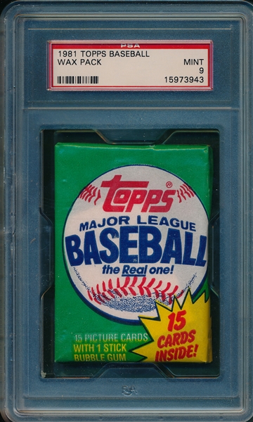 1981 Topps Baseball Unopened Wax Pack PSA 9