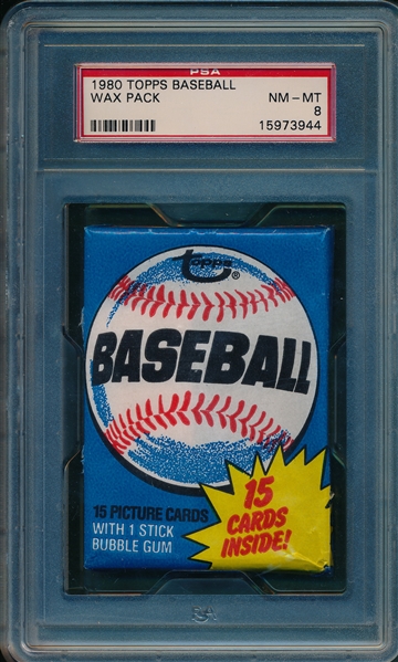 1980 Topps Baseball Unopened Wax Pack PSA 8