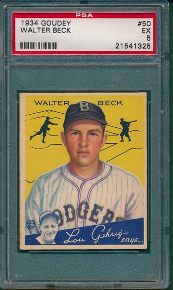 1934 Goudey #50 Walter Beck PSA 5