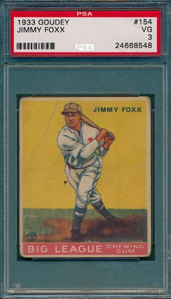1933 Goudey #154 Jimmy Foxx PSA 3