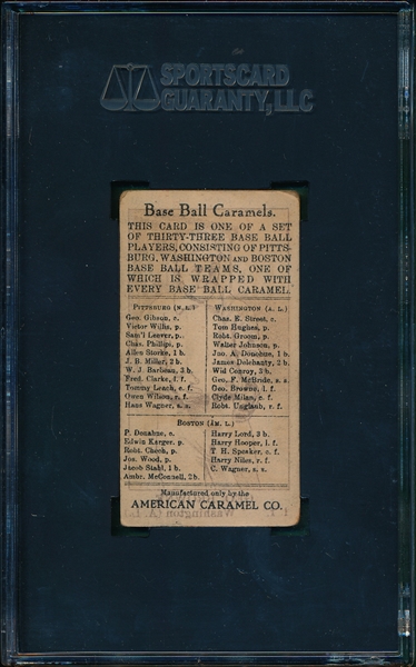 1910 E91C George Browne American Caramel Co SGC 40 *Ghost Image*