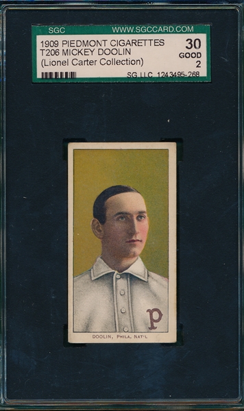 1909-1911 T206 Doolin, Portrait, Piedmont Cigarettes SGC 30