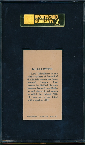 1912 C46 #57 Lew McAllister Imperial Tobacco SGC 86