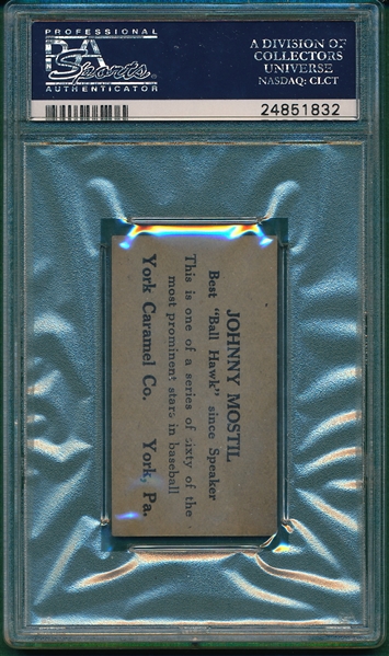 1927 E210-1 #24 Johnny Mostil York Caramel PSA 4
