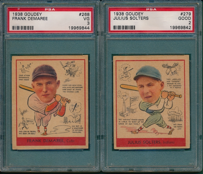 1938 Goudey #268 Demaree & #279 Solters (2) Card lot PSA