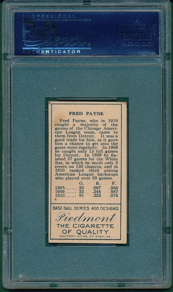 1911 T205 Payne Piedmont Cigarettes PSA 3