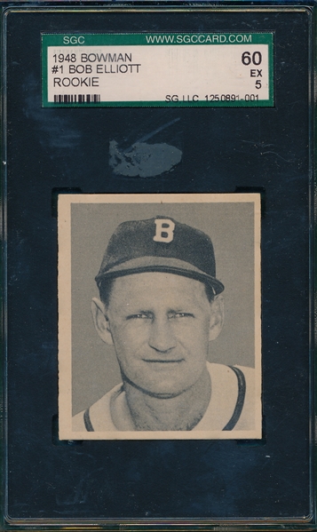 1948 Bowman #1 Bob Elliott SGC 60