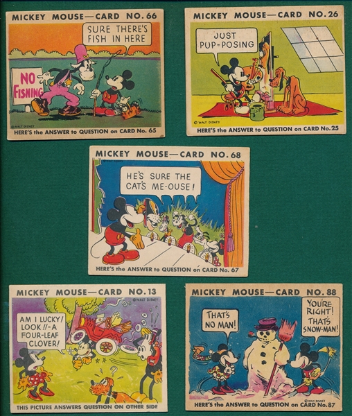1935 R89 Mickey Mouse Gum Lot of (5)